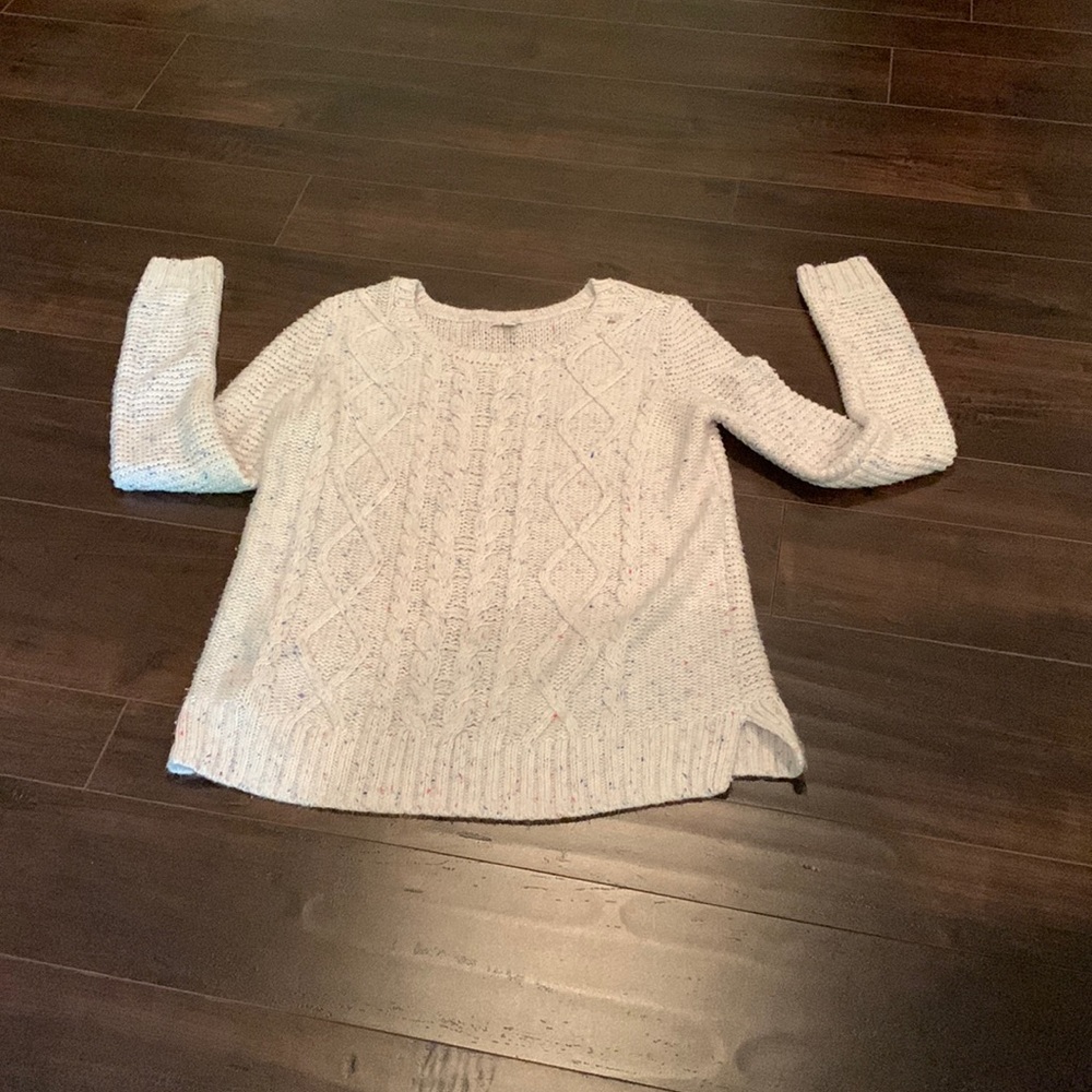 Sonoma Cable Knit Sweater with rainbow speckles